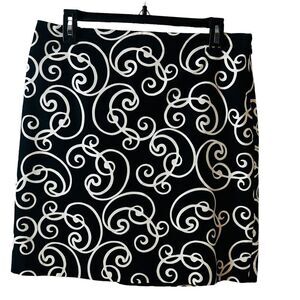 Ann Taylor Petite Womens Size 10P Pencil Skirt‎ Black White Psychedelic Pattern